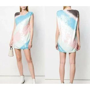 Sequin Dress Medium Mini Cocktail Striped Allover Pastel Candy Party Circus $595